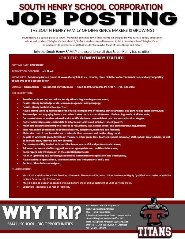 Elementary Job Posting